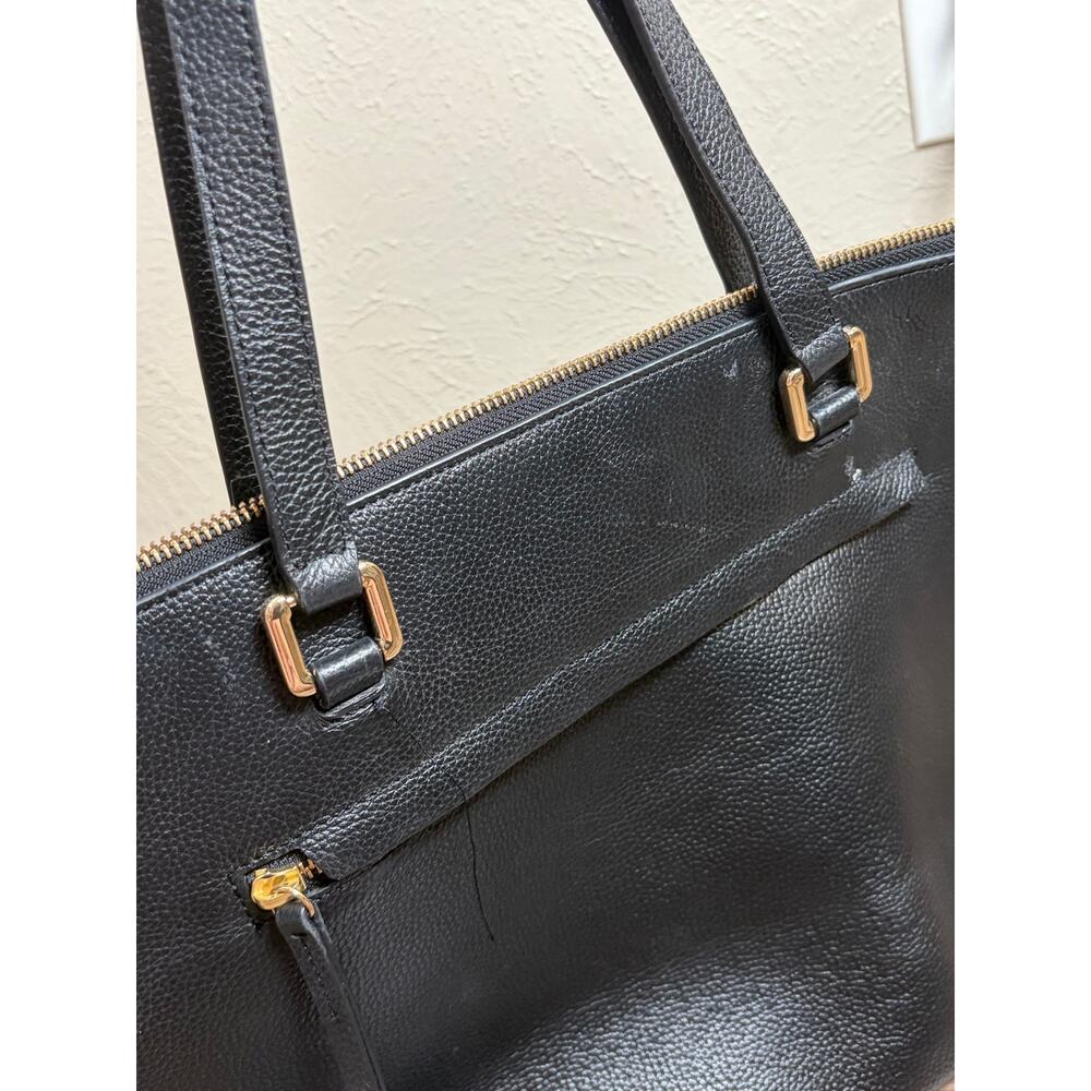 Nordstrom Black Leather Shoulder Bag Classic Neutral Minimalist Top Handle Purse - Picture 2 of 11